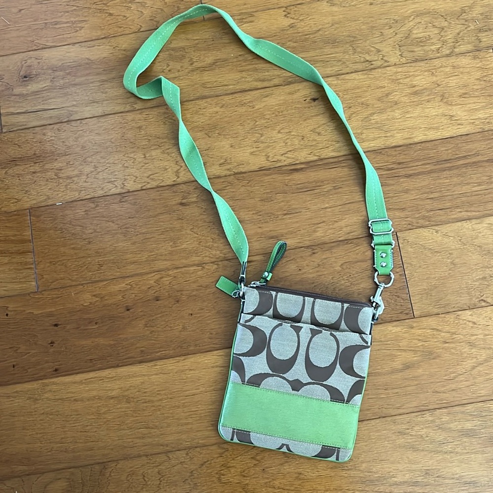 Coach crossover canvas bag in spring green